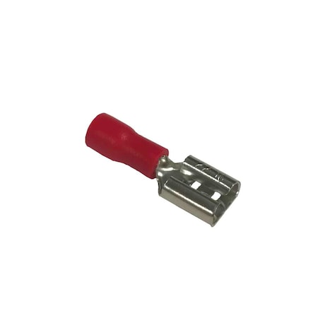 Quick Connect Terminals, Female, PVC Insulated, 16-22 AWG Gauge Wire, Tin-Plated Brss, Red, 100 PK